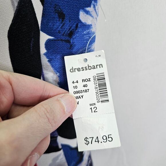 Luxe by Carmen Marc Valvo Red and Blue Floral Sleeveless Midi Dress Size 12 - Picture 6 of 11